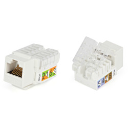 Модуль универсальный Hyperline, keystone, 1хRJ45, 90°, кат. 5e, неэкр., 1 шт, цвет: белый, заделка без инструмента