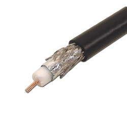 Кабель коаксиальный Hyperline RG6, PE, двухслойный экран (100% + 60%), 75 Ом, бухта, 500 м, цвет: чёрный, d 1,02