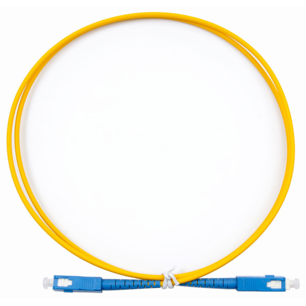 Коммутационный шнур оптический Hyperline, Simplex SC/SC (UPC), OS2 9/125, PVC, 1м, d мм, синий хвостовик, цвет: жёлтый