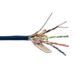 Кабель витая пара Lanmaster, F/UTP, 4 пар., кат. 5e, 200МГц, D 6 мм , AWG24, PVC, 305м, бухта, цвет: синий