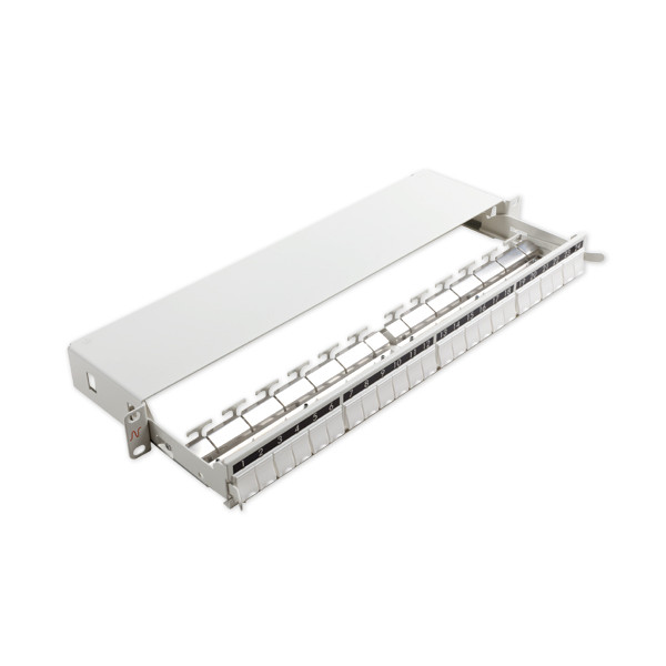 Коммутационная патч-панель Nexans LANsense, 19, 1HU, 24xsnap-in, кат. 5-7A, универсальная, выдвижная, цвет: белый, (N881.411)