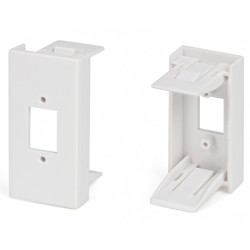 Вставка в розеточную панель Hyperline, 1х SC, 22,5x45, плоская, шторки, цвет: белый