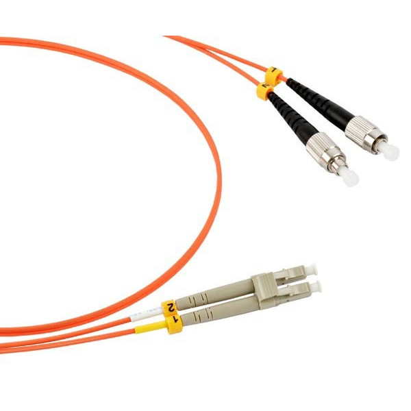 Коммутационный шнур оптический Hyperline, Duplex LC/FC, OM1 62,5/125, LSZH, 1м, d 2мм, серый хвостовик, цвет: оранжевый