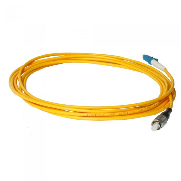 Коммутационный шнур оптический NTSS Tight Buffer, Simplex FC/LC, OS1 9/125, PVC, 2м, чёрный хвостовик, цвет: жёлтый