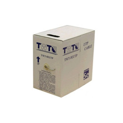 Кабель витая пара TWT, U/UTP, 4 пар., кат. 5е, 100МГц, d 5,2 мм , AWG24, PVC, 305м, бухта, цвет: серый