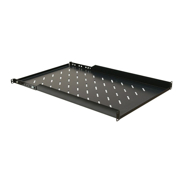 Полка Hyperline, перфорированная, стационарная, 1U, 600х450 (ШхГ), нагрузка до 25 кг, для шкафов и стоек, цвет: чёрный