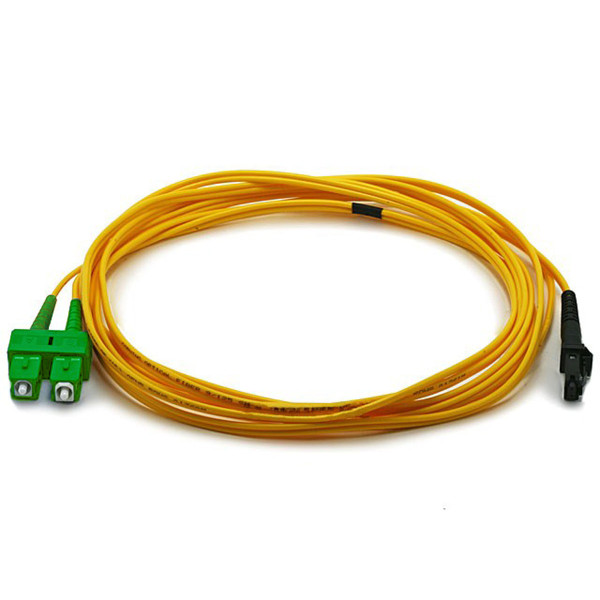 Коммутационный шнур оптический Hyperline, Duplex SC(APC)/MTRJ, OS2 9/125, LSZH, 5м, d 2мм, зеленый хвостовик, цвет: жёлтый