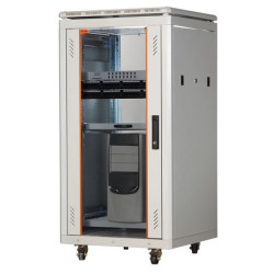 Шкаф телекоммуникационный напольный Estap UNIVERSAL LINE, IP20, 22U, 1131х600х600 (ВхШхГ), дверь: стекло, задняя дверь: металл, разборный, цвет: светло-серый, (CKR22U66GF1R1)