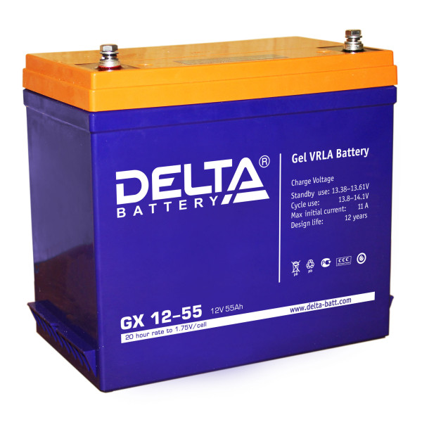 Аккумулятор для ИБП Delta Battery GX, 132х239х235 (ШхГхВ), необслуживаемый электролитный, цвет: синий, (GX 12-55)