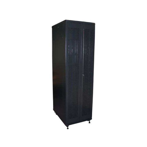 Шкаф телекоммуникационный напольный Eurolan Rackserv, 42U, 2049х800х1000 (ВхШхГ), дверь: двойная распашная, перфорация, задняя дверь: двойная распашная, перфорация, цвет: чёрный, (60F-42-8A-87BL)