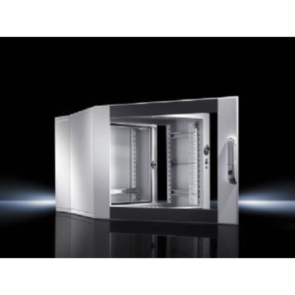 Шкаф телекоммуникационный настенный Rittal EL, 12U, 612х600х473 (ВхШхГ), дверь: стекло, разборный, цвет: серый, (монтажные и профильные шины)
