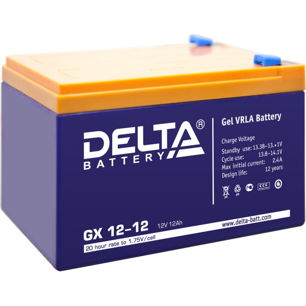 Аккумулятор для ИБП Delta Battery GX, 95х151х101 (ШхГхВ), необслуживаемый электролитный, цвет: синий, (GX 12-12)