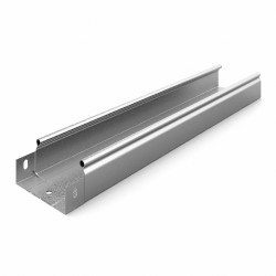 Металлический лоток Ostec, усиленный, неперфорированный, 100х50х2500 (ШхВхД), толщина: 0,55 мм, сталь, м. Сендзимира