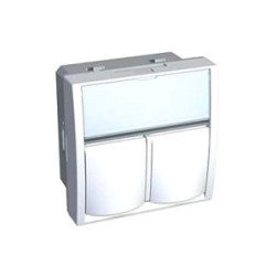 Лицевая панель розеточная Schneider Electric Actassi, 2х RJ45, внутренняя, 70,9х70,9, плоская, цвет: белый