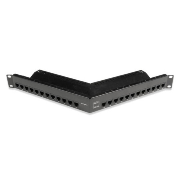 Коммутационная патч-панель Siemon Z-MAX, 19, 1HU, 24xRJ45, кат. 6A, универсальная, экр., угловая, встраиваемый, цвет: чёрный, (Z6AS-PNLA-24K)