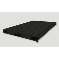 Полка Eurolan, перфорированная, стационарная, 1,5U, 483х720х50 (ШхГхВ), нагрузка до 100 кг, для шкафов глубиной 1000мм, крепеж, цвет: чёрный