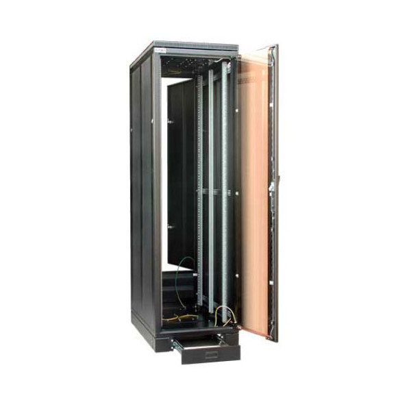 Шкаф серверный напольный Zpas SZB SE, IP20, 45U, 2096х600х1000 (ВхШхГ), дверь: стекло, задняя дверь: металл, разборный, цвет: чёрный, (WZ-SZBSE-004-4522-23-7111-1-161)