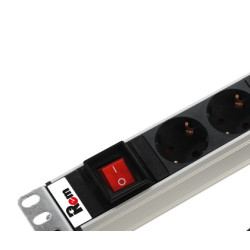 Блок силовых розеток Rem Rem-16, горизонтальный, Shuko х 7, вход Schuko, 1U, 484х45х45 (ШхГхВ), 16А, выключатель, серый, без шнура