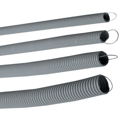 Гофрированная труба DKC, самозатухающий ПВХ, тяжелая, D16 мм, с зондом, цвет серый, бухта, 100 м