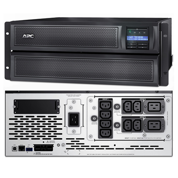 ИБП APC Smart-UPS, 3000ВА, линейно-интерактивные, в стойку, 432х483х178 (ШхГхВ), 230V, 4U, однофазный, Ethernet, (SMX3000HV)