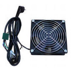 Вентиляторный модуль Hyperline, с вилкой, 220 V, 105х105х38 (ШхГхВ), вентиляторов: 1, для настенных шкафов, цвет: чёрный, (( с кабелем питания немецкого стандарта 1,8 м))