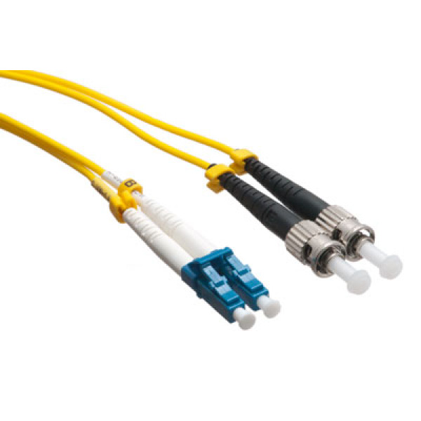 Коммутационный шнур оптический Hyperline, Duplex ST/LC (UPC), OS2 9/125, LSZH, 3м, d 2мм, синий хвостовик, цвет: жёлтый