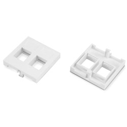 Вставка в розеточную панель Hyperline, 2х keystone, ROHS, 45x45, угловая, цвет: белый
