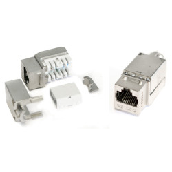 Модуль универсальный Hyperline, keystone, 1хRJ45, 90°, кат. 5e, экр., 1 шт, цвет: белый, заделка с помощью ne-tool Модуль универсальный Hyperline, keystone, 1хRJ45, 90°, кат. 5e, экр., 1 шт, цвет: белый, заделка с помощью ne-tool
