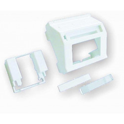 Лицевая панель розеточная AMP, 1х универсальный, 2xST-ST, 45x45, скошенная, шторки, цвет: белый