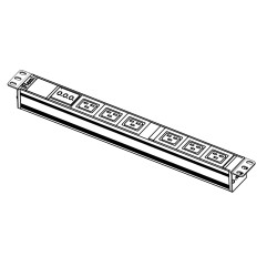 Блок силовых розеток Rem Rem-32, горизонтальный, IEC 60320 С19 х 6, вход колодка, 1U, 484х45х45 (ШхГхВ), 32А, 19, амперметр, чёрный, без шнура