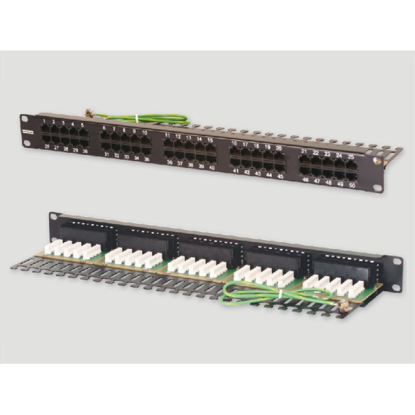 Коммутационная патч-панель телефонная Eurolan, 19, 1HU, 50х RJ45, цвет: чёрный