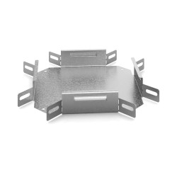 Разветвитель Ostec, Х-образн., неперфорированный, 90 град, для металлических лотков, 420х100х420 (ШхВхД), толщина: 1,2 мм, сталь, м. Сендзимира