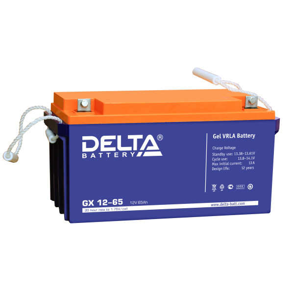 Аккумулятор для ИБП Delta Battery GX, 167х350х183 (ШхГхВ), необслуживаемый электролитный, цвет: синий, (GX 12-65)