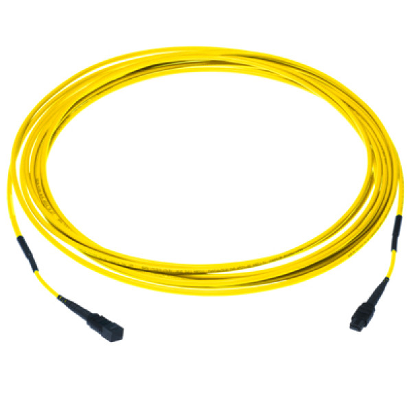 Коммутационный шнур оптический Hyperline, MTPF/MTPF, OS2 9/125, LSZH, 5м, d мм, чёрный хвостовик, цвет: жёлтый