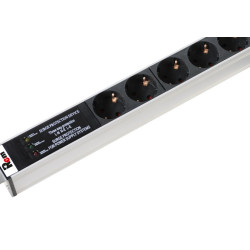 Блок силовых розеток Rem Rem-10, горизонтальный, Shuko х 6, вход IEC 320 C14, 1U, 484х45х45 (ШхГхВ), 10А, фильтр защиты, серый, без шнура