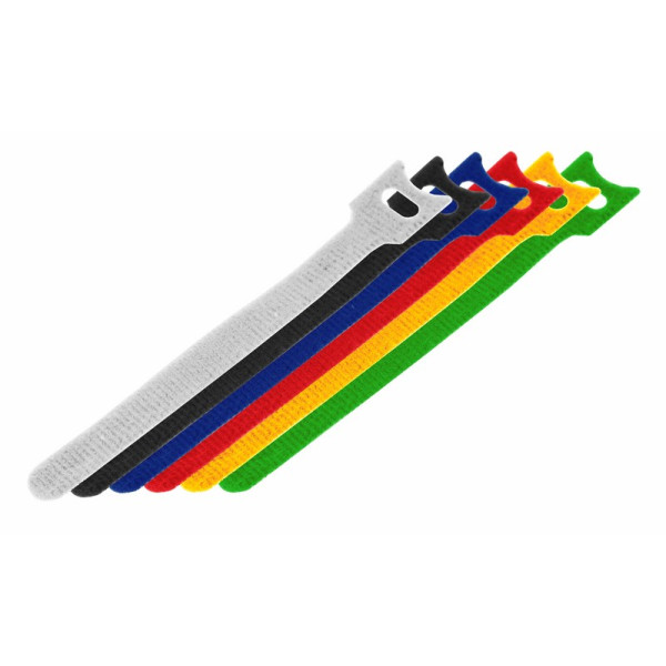 Стяжки кабельные на липучке Rexant, открываемые, 3,6х210 мм, 12 шт, цвет: разноцветный