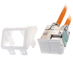 Лицевая панель розеточная Nexans LANmark, 2х snap-in, UK, 50x50, угловая, цвет: белый