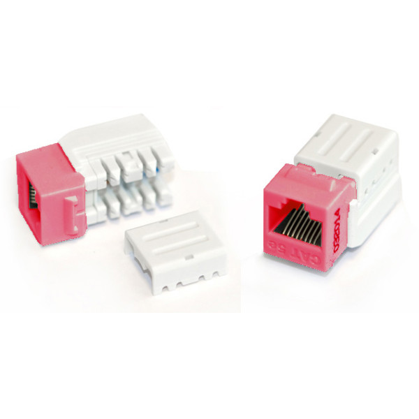 Модуль универсальный Hyperline, keystone, 1хRJ45, 90°, кат. 5e, неэкр., 1 шт, цвет: красный