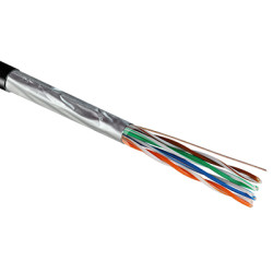 Кабель витая пара Rexant, F/UTP, 4 пар., кат. 5е, 100МГц, d 6,4 мм , AWG24, PE, 305м, бухта, цвет: чёрный, проводник из высокоочищенной бескислородной меди