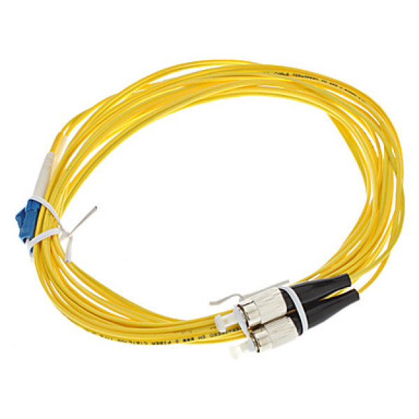 Коммутационный шнур оптический NTSS Tight Buffer, Duplex FC/ST, OS2 9/125, PVC, 10м, чёрный хвостовик, цвет: жёлтый
