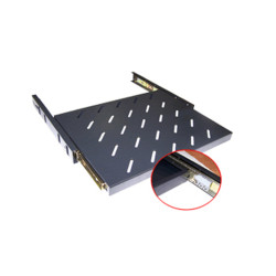 Полка TWT, перфорированная, выдвижная, 1U, глубина 228 мм, нагрузка до 20 кг, для шкафов, с телескопич. направляющими, цвет: чёрный