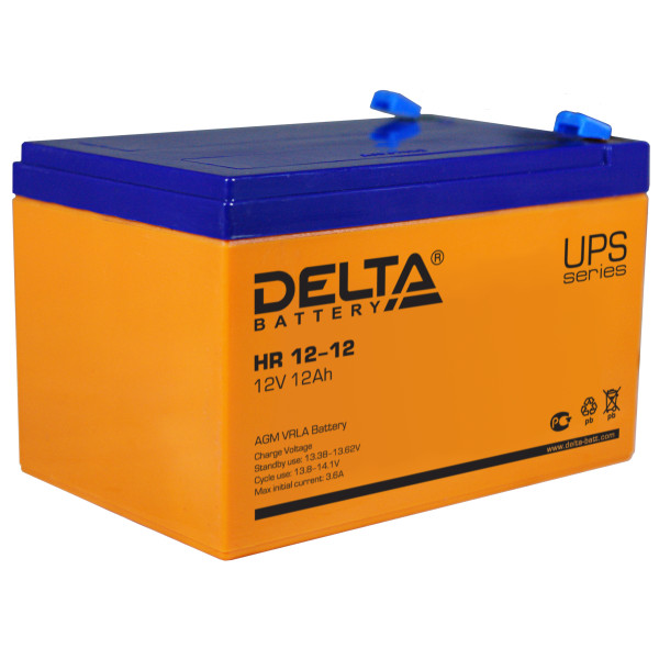 Аккумулятор для ИБП Delta Battery HR, 98х151х101 (ШхГхВ), необслуживаемый электролитный, цвет: жёлтый, (HR 12-12)