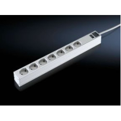 Блок силовых розеток Rittal, горизонтальный, Shuko х 7, вход Schuko, шнур 1,98 м, 1U, 482,6х44х44 (ШхГхВ), 16А, 19