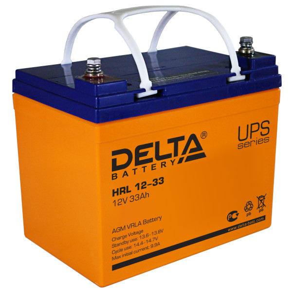 Аккумулятор для ИБП Delta Battery HRL, 130х195х168 (ШхГхВ), необслуживаемый электролитный, цвет: жёлтый, (HRL 12-33)