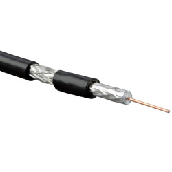 Кабель коаксиальный Hyperline RG59, PVC, двухслойный экран (100% + 70%), 75 Ом, бухта, 500 м, цвет: чёрный, d 0,81