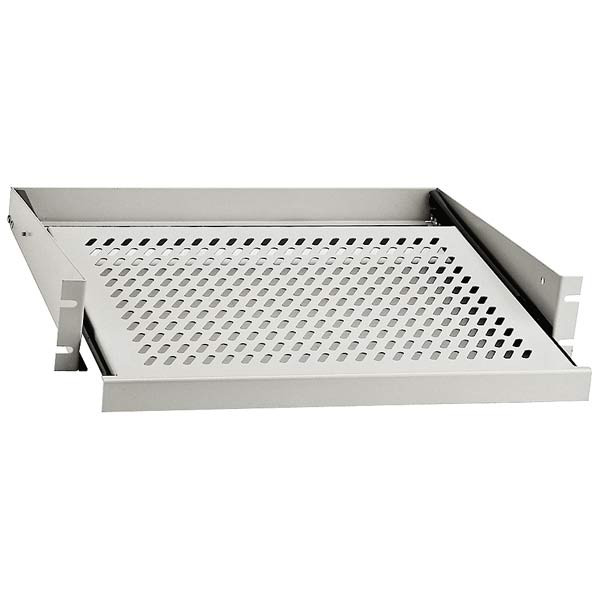 Полка Zpas, перфорированная, выдвижн., консольная, 2U, 450х365 (ШхГ), нагрузка до 20 кг, для шкафов и стоек, цвет: серый