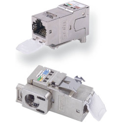 Модуль универсальный AMP, keystone, 1хRJ45, 180°, кат. 6A, неэкр., 1 шт, с пылез. крышкой, компл. для монт. на din-рейку