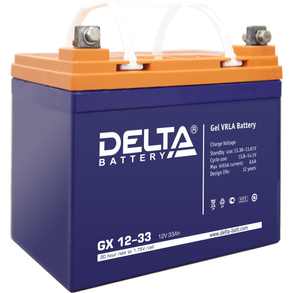 Аккумулятор для ИБП Delta Battery GX, 130х195х180 (ШхГхВ), необслуживаемый электролитный, цвет: синий, (GX 12-33)