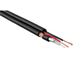 Кабель коаксиальный Hyperline F5981BV, PVC, двухслойный экран (100% + 80%), 75 +/-3 Ом, 250 м, цвет: чёрный, d 0,81