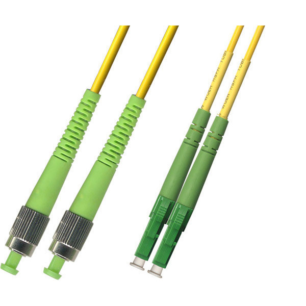 Коммутационный шнур оптический Hyperline, Duplex FC/LC (APC), OS2 9/125, LSZH, 2м, d 2мм, зеленый хвостовик, цвет: жёлтый